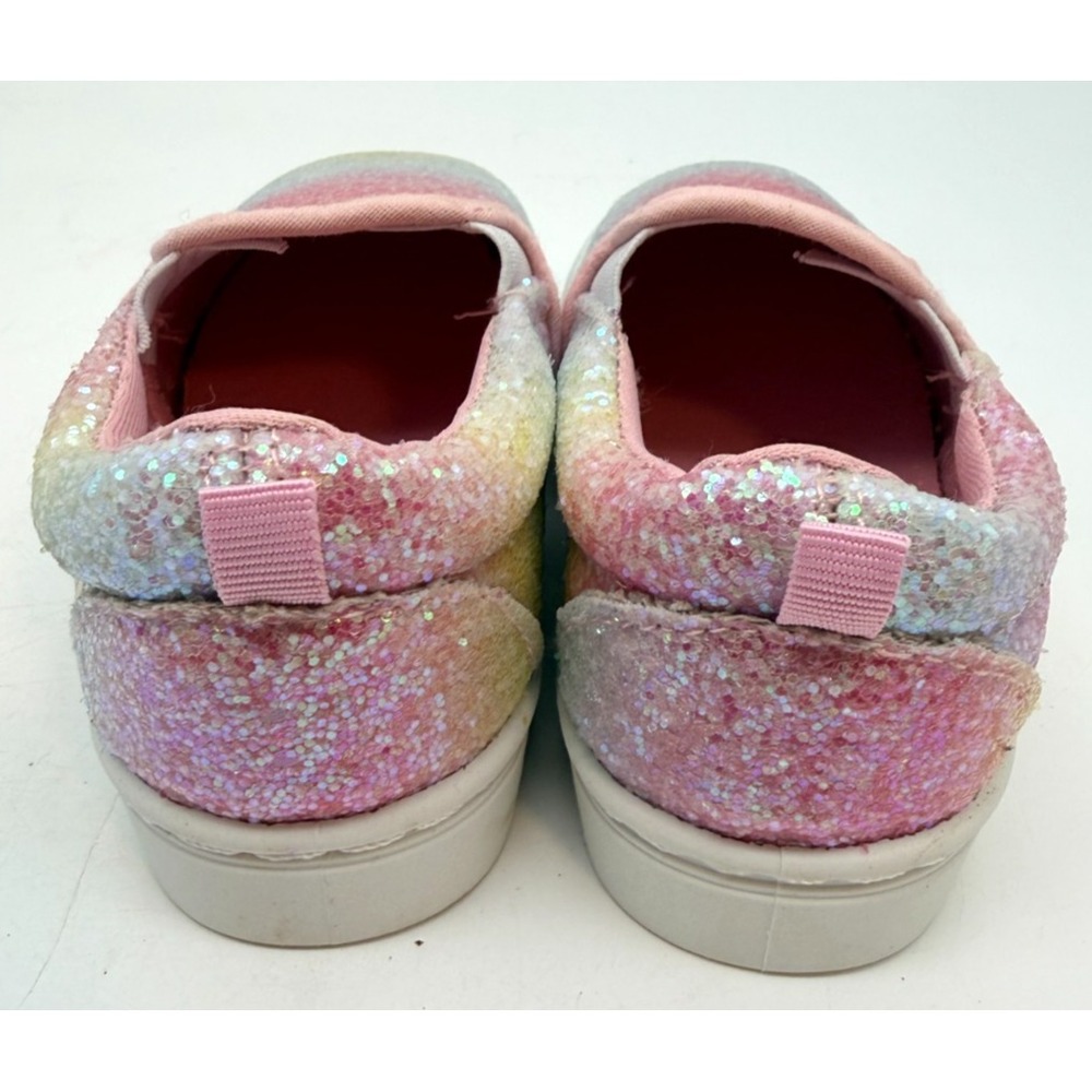 Unbranded Pink Rainbow Glitter Slip On Sneakers Toddler Sparkly | Girl's Size 7 - Picture 7 of 8